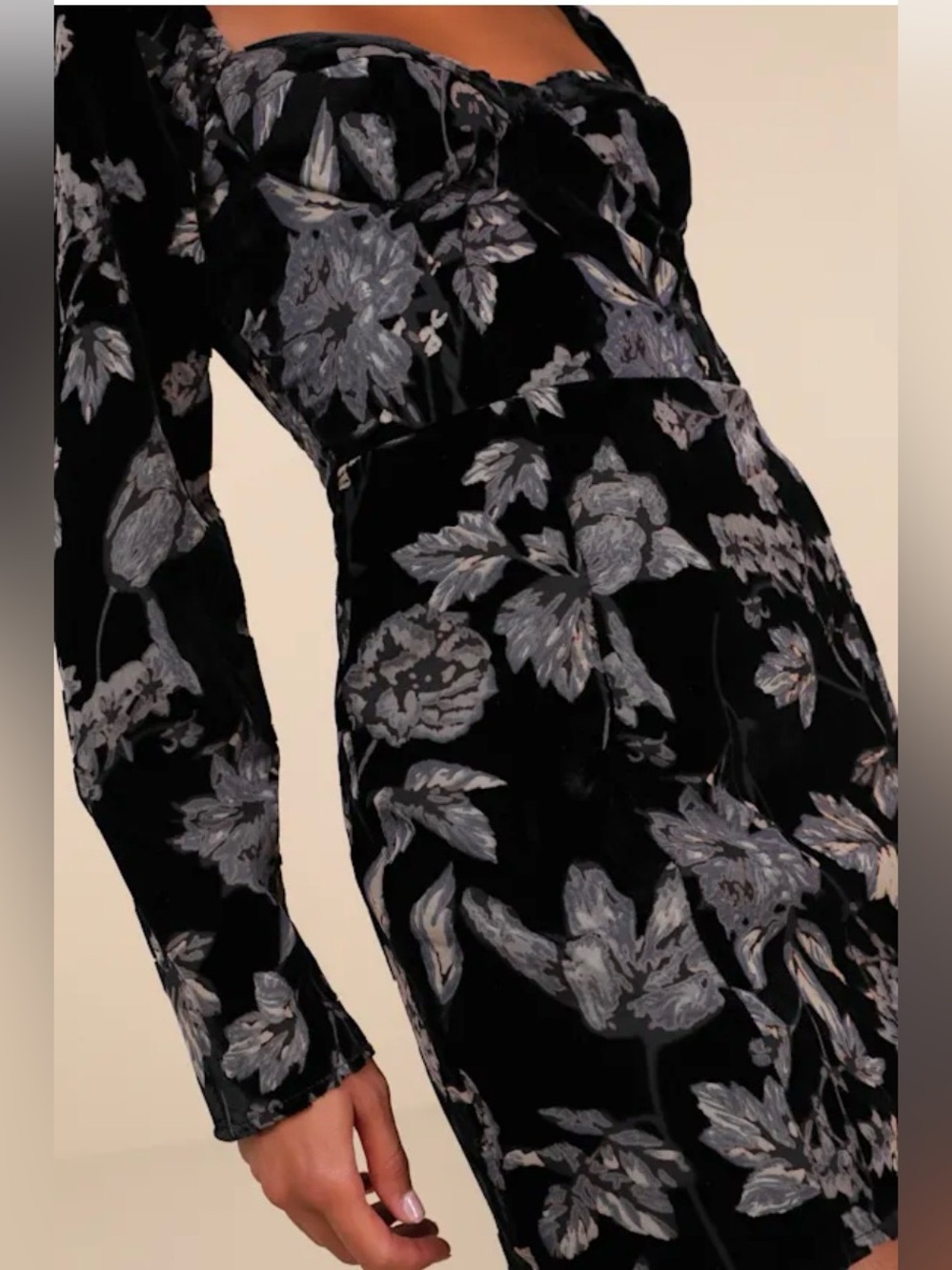 NWT Lulus Simply Decadent Black Floral Velvet Burnout Bustier Mini Dress Size XL - Picture 4 of 13